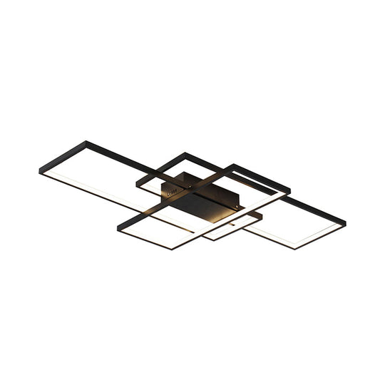 Contemporary Acrylic Led Flush Ceiling Light - 33.5/41 Wide Flushmount Lighting In Black/White