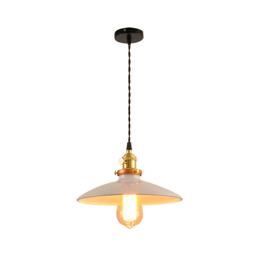 Sleek 1-Head Warehouse Saucer Pendant Light For Dining Room - Metallic Drop Design