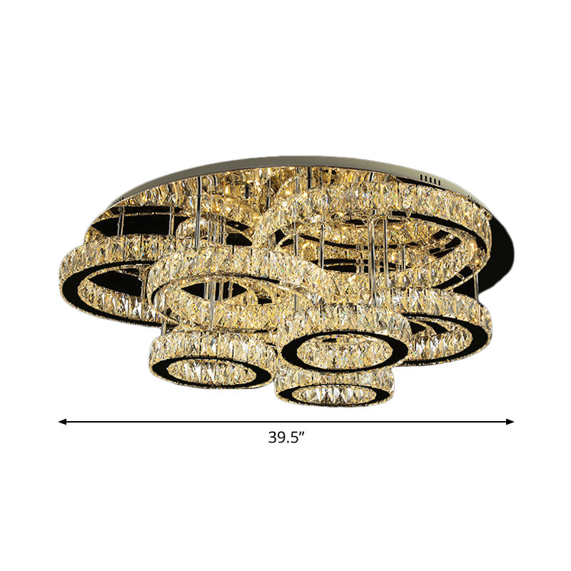Modern Chrome Crystal Flush Mount Led Lamp For Bedroom Ceiling