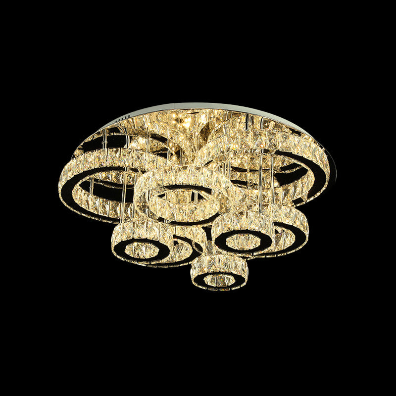 Modern Chrome Crystal Flush Mount Led Lamp For Bedroom Ceiling