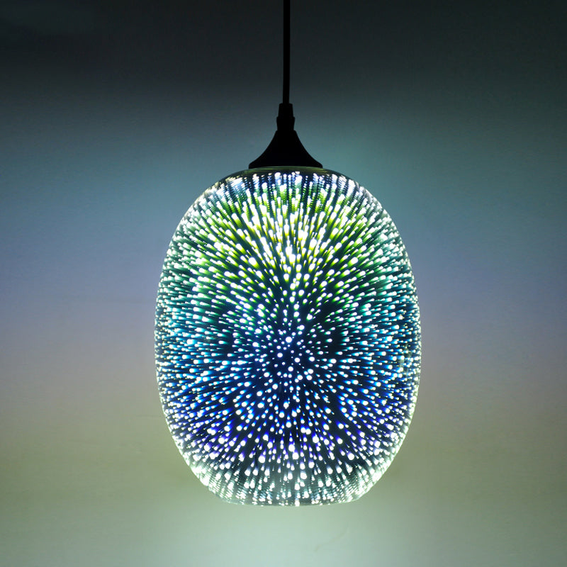 Modern Geometry Glass Pendant Lamp 3D Firework Design 1-Bulb Hanging Light Fixture For Dining Room