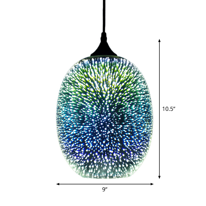 Modern Geometry Glass Pendant Lamp 3D Firework Design 1-Bulb Hanging Light Fixture For Dining Room