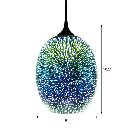 Modern Geometry Glass Pendant Lamp 3D Firework Design 1-Bulb Hanging Light Fixture For Dining Room