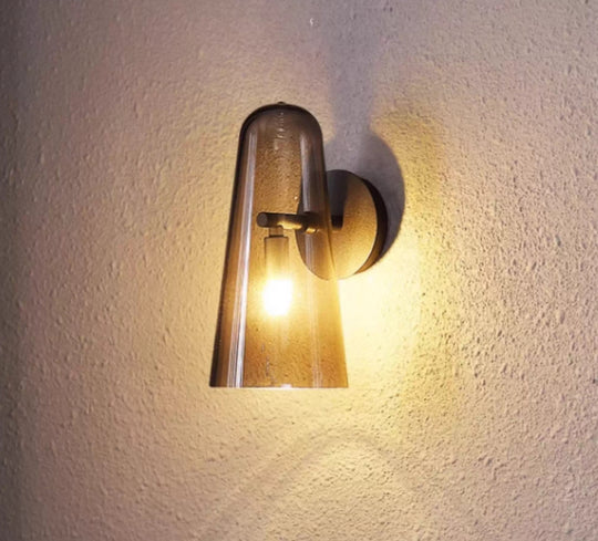 Minimalist Gold Kitchen Wall Sconce with Cone Clear Glass Shade