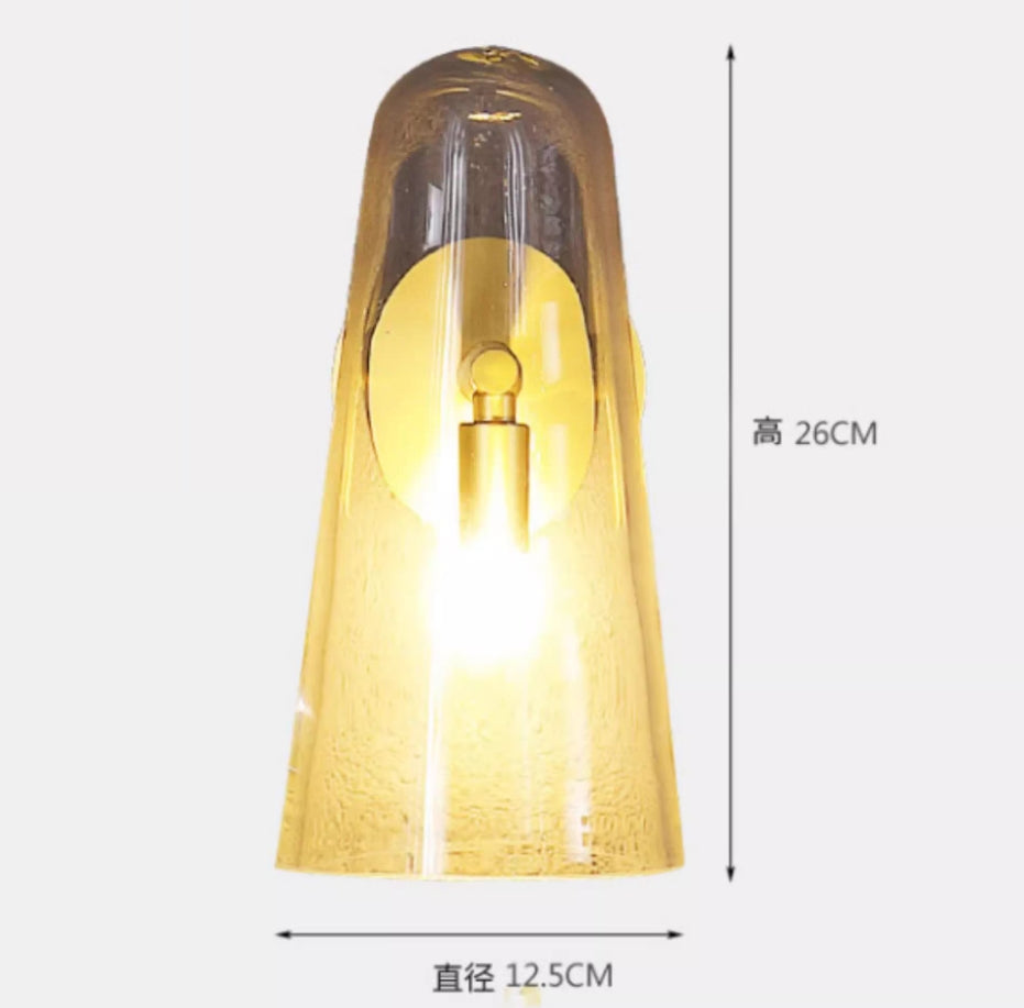 Minimalist Gold Kitchen Wall Sconce with Cone Clear Glass Shade