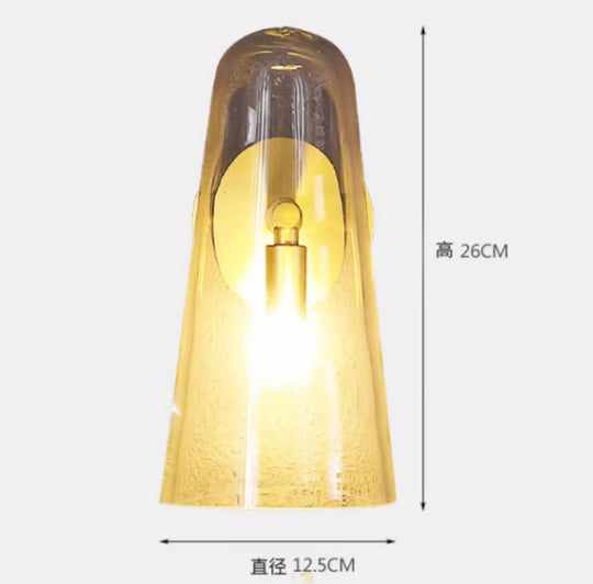 Minimalist Gold Kitchen Wall Sconce with Cone Clear Glass Shade