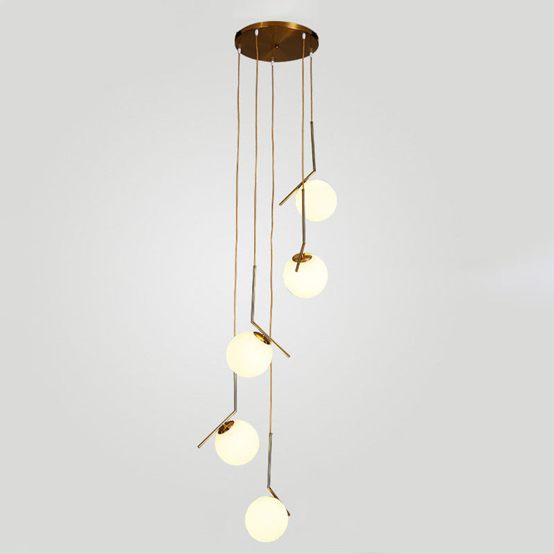 Opal Glass Multi-Light Pendant With Minimalist Sphere Design – Stylish Metal Arm Suspension Lamp