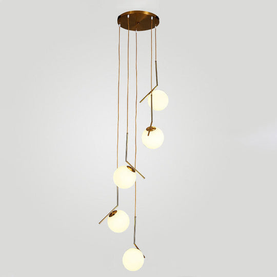 Sleek Opal Glass Pendant Lamp With Multi Light Spheres - Minimalist Design Perfect For Living Rooms