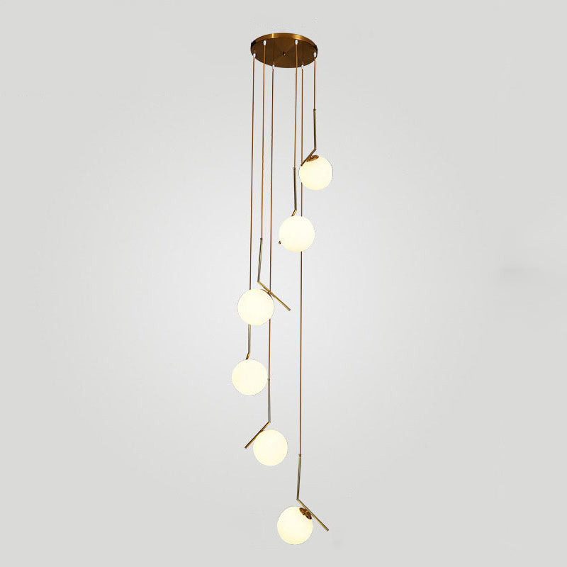 Opal Glass Multi-Light Pendant With Minimalist Sphere Design – Stylish Metal Arm Suspension Lamp