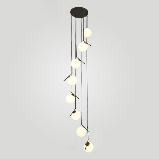 Sleek Opal Glass Pendant Lamp With Multi Light Spheres - Minimalist Design Perfect For Living Rooms