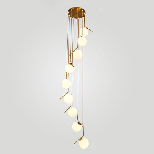 Opal Glass Multi-Light Pendant With Minimalist Sphere Design – Stylish Metal Arm Suspension Lamp
