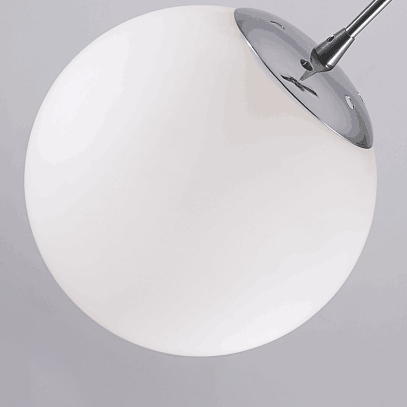 Contemporary Opal Glass Pendant Ceiling Light In Silver For Sphere Living Room