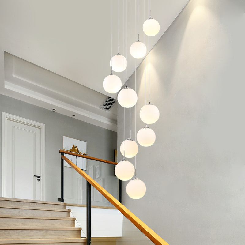 Modern White Glass Pendant Lamp With Multi Lights For Living Room Ceiling Suspension 10 / Cream
