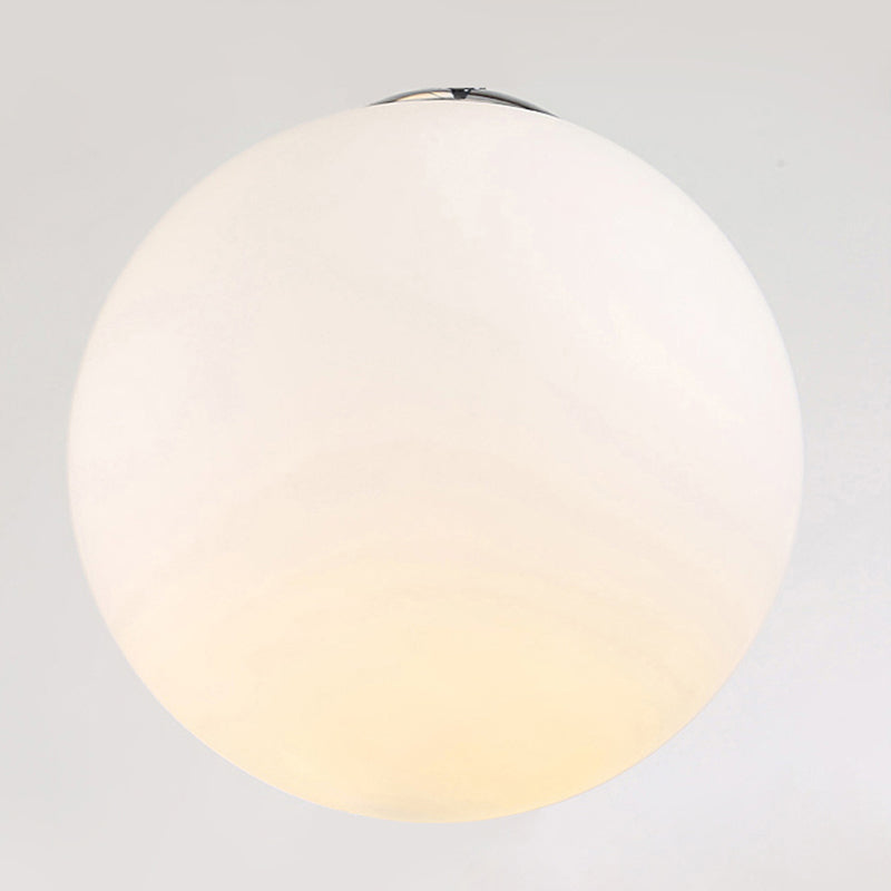 Modernist Glass Multi Light Pendant For Living Room With Orb Cream Shade And White Suspension