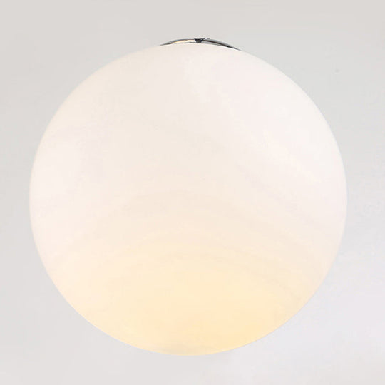 Modernist Glass Multi Light Pendant For Living Room With Orb Cream Shade And White Suspension