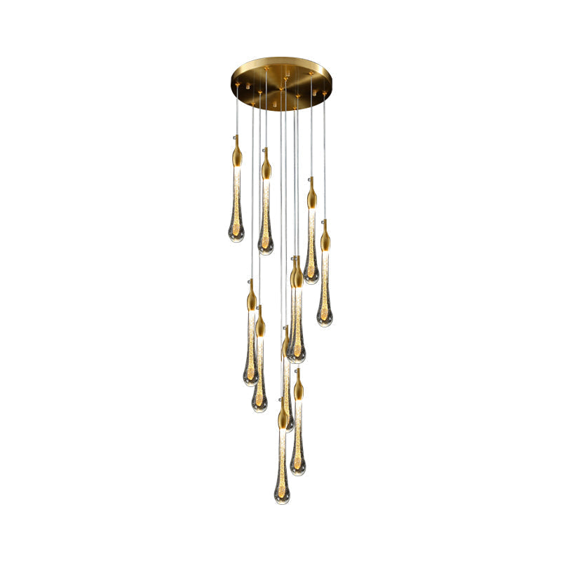 Gold Droplet Stairs Pendant Light Kit - Water Glass Modern Hanging Lamp 10 /