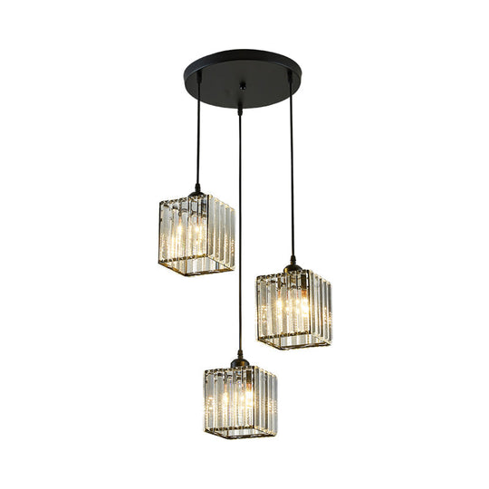 Contemporary Beveled Crystal Pendant Light With Swirl Design