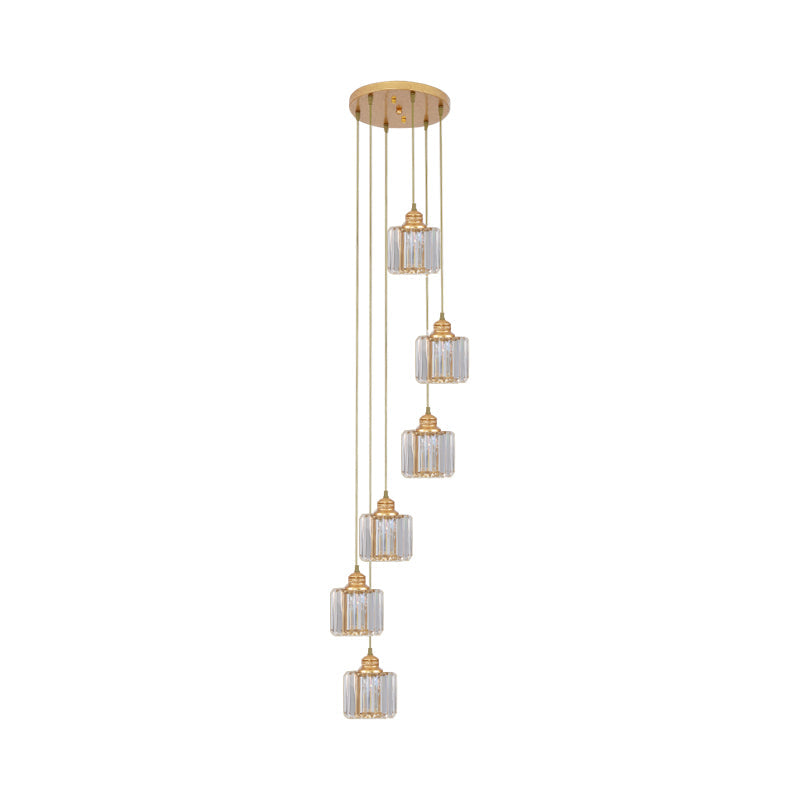 Beveled Crystal Nordic Pendant Lighting Fixture With Multiple Hanging Drum Lights