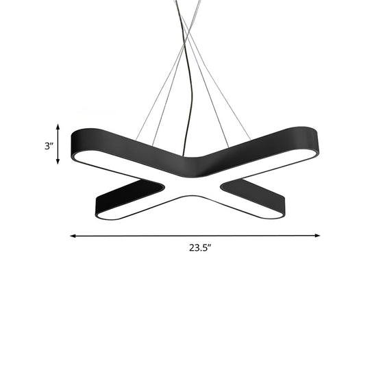 Modern White/Black/Gold Cross Hanging Lamp - 23.5/35.5 Wide Led Metal Ceiling Pendant Light With