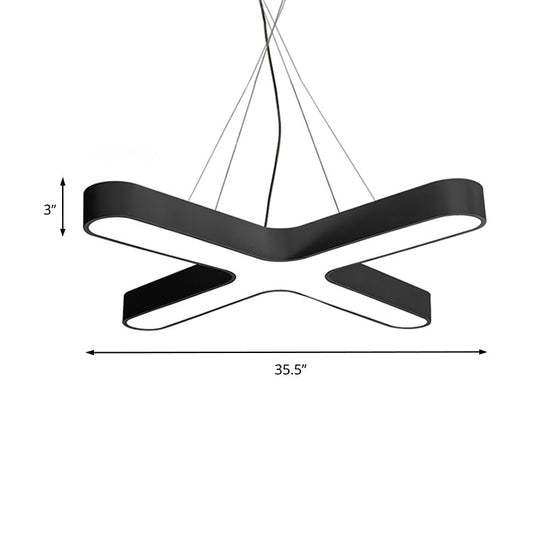 Modern White/Black/Gold Cross Hanging Lamp - 23.5’’/35.5’’ Wide Led Pendant Light With