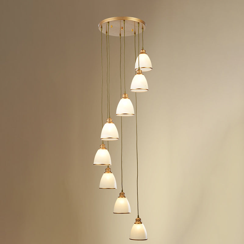 Sleek Opal Glass Spiral Pendant Ceiling Light For Living Room