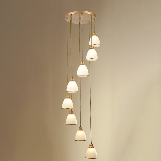Sleek Opal Glass Spiral Pendant Ceiling Light For Living Room