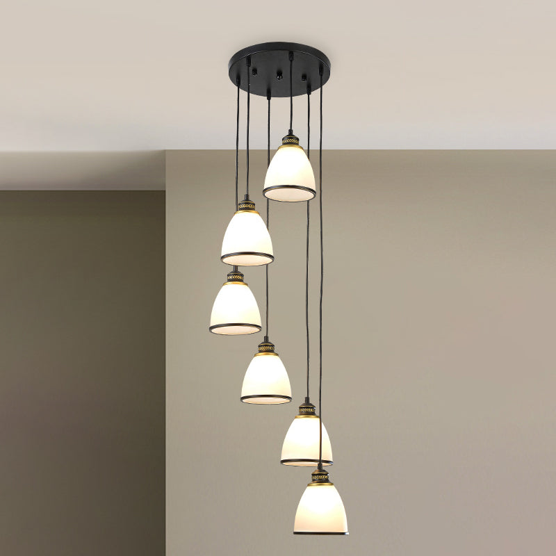 Dome Opal Glass Spiral Pendant Ceiling Light For Living Room - Simplicity And Elegance