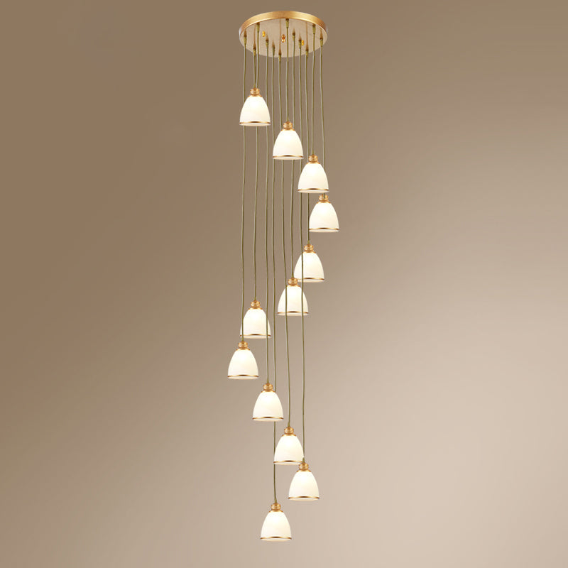 Sleek Opal Glass Spiral Pendant Ceiling Light For Living Room