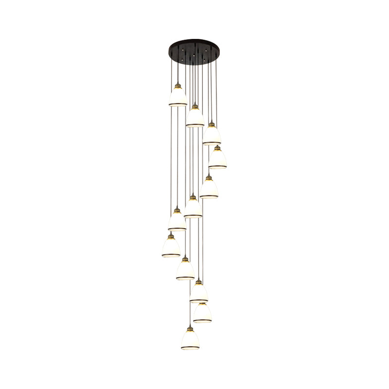 Sleek Opal Glass Spiral Pendant Ceiling Light For Living Room 12 / Black
