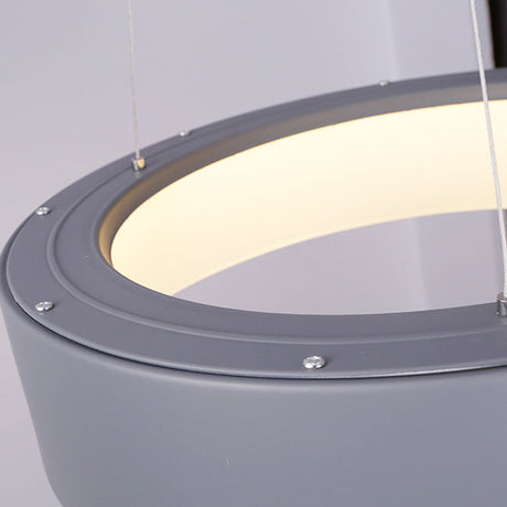 Minimalist Metal Ring Ceiling Light - 18/23.5/31.5 Dia White/Gray/Black Integrated Led Pendant