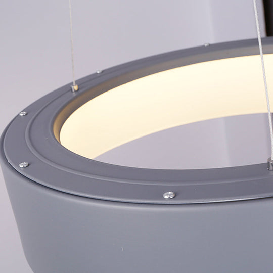 Minimalist Metal Ring Ceiling Light - 18/23.5/31.5 Dia White/Gray/Black Integrated Led Pendant