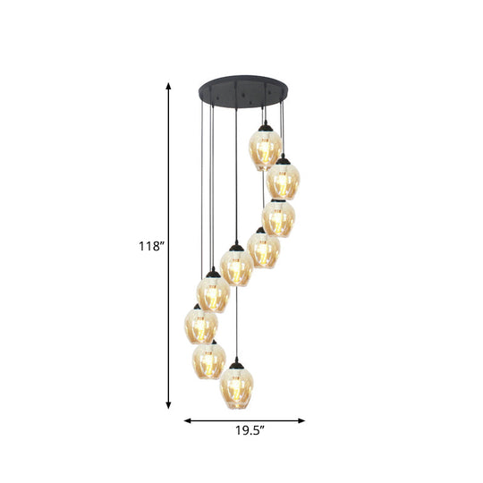 Modern Black Multi-Light Pendant Ceiling Lamp With Glass Shades