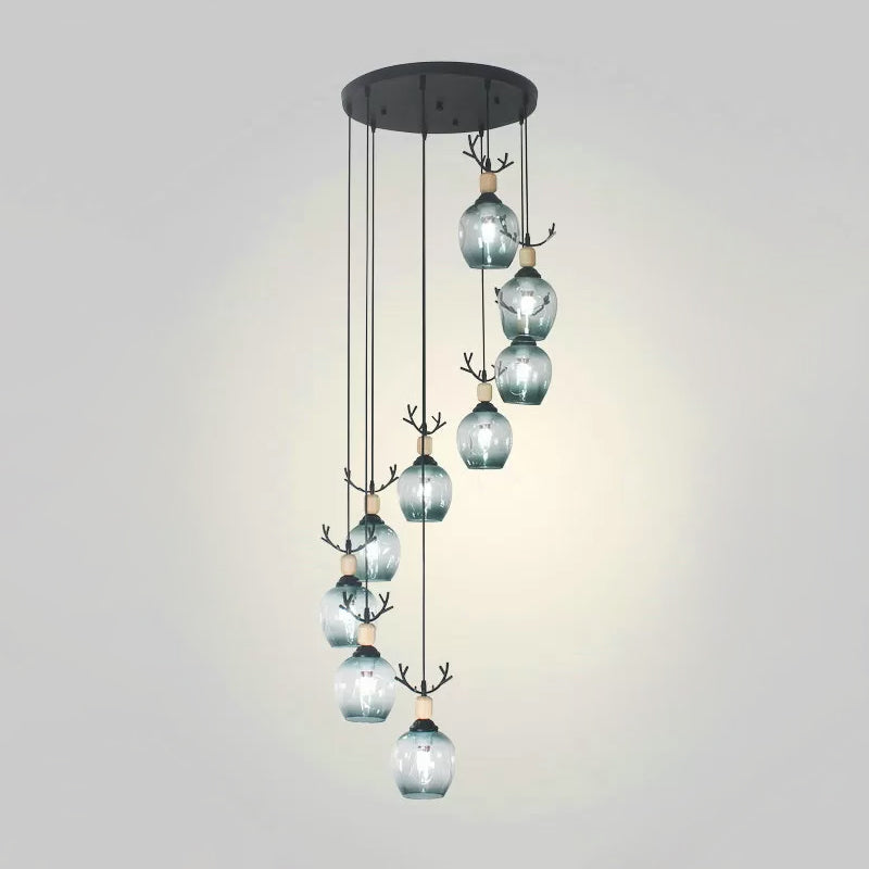 Modern Black Multi-Light Pendant Ceiling Lamp With Glass Shades