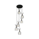 Modernist Black Hexagon Cage Pendant Lamp With Spiral Metal Design