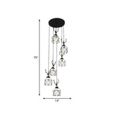 Modernist Black Hexagon Cage Pendant Lamp With Spiral Metal Design