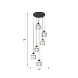 Modernist Black Hexagon Cage Pendant Lamp With Spiral Metal Design