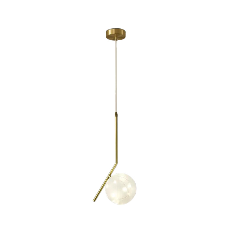 Sleek Brass Sphere Led Pendant Lamp For Modern Dining Rooms