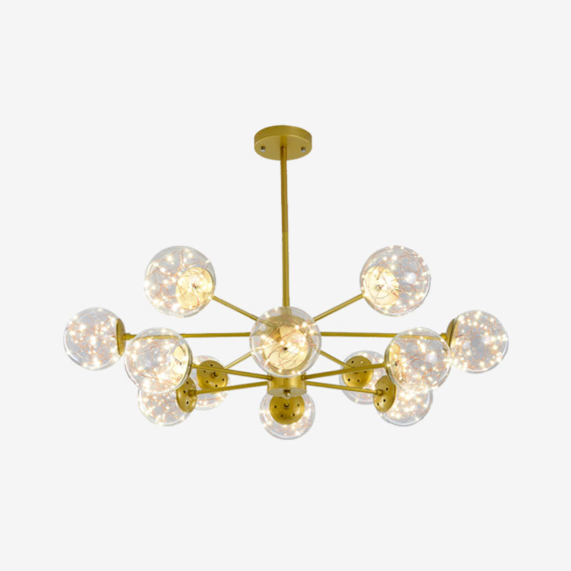Stylish Hanging Chandelier With Led Glass Pendant Light And Radial Design 10 / Gold