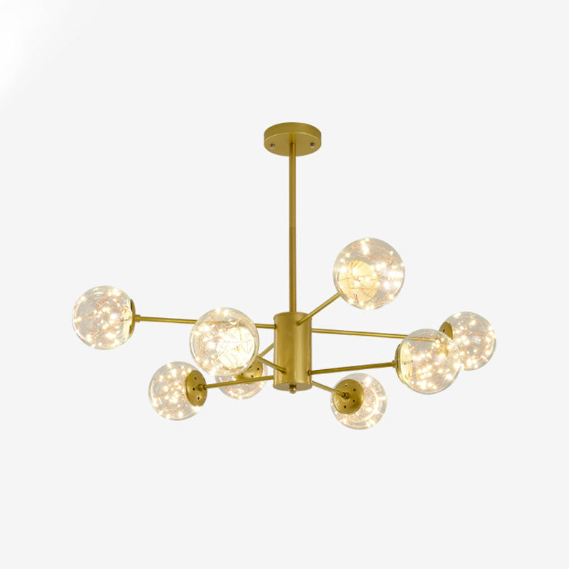 Stylish Hanging Chandelier With Led Glass Pendant Light And Radial Design