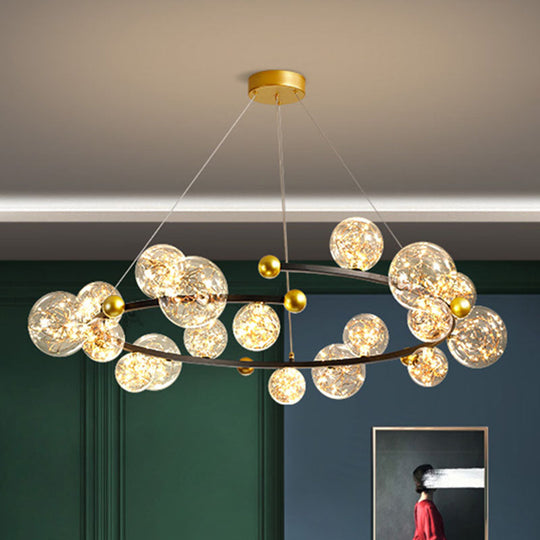 Contemporary Led Glass Orb Chandelier - Glow String & Down Lighting 18 / Gold-Black