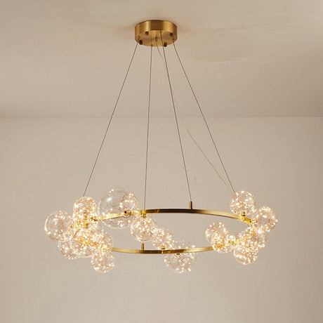 Modern Gold Starry Led Chandelier - Orb Bedroom Ceiling Lamp 20 /
