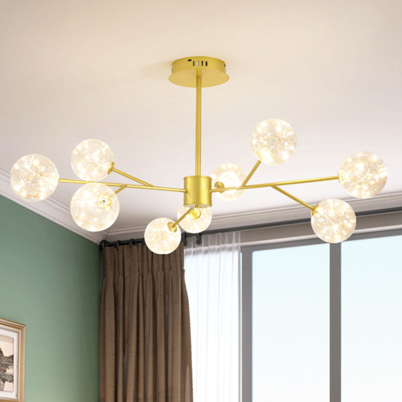Modern Gold Glass Ceiling Chandelier: Led Pendant Light With Starry Effect 9 / Natural