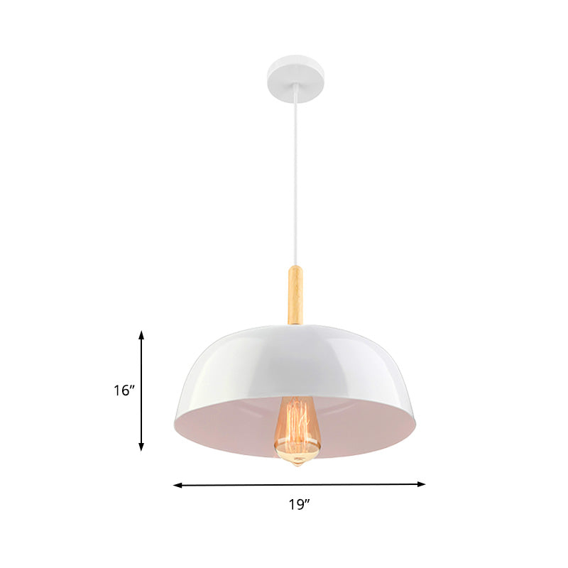 Sleek Metal Bowl Ceiling Lamp - Simple Style 1 Light Black/White Pendant For Dining Room