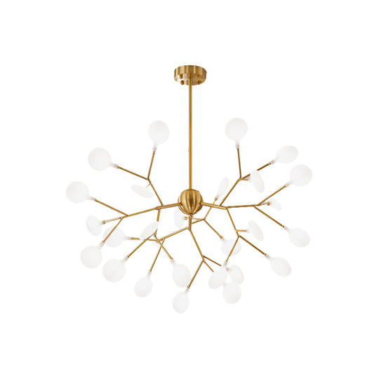 Minimalist Led Acrylic Branch Chandelier In Brass For Living Room