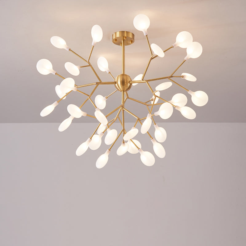 Minimalist Led Acrylic Branch Chandelier In Brass For Living Room 36 /