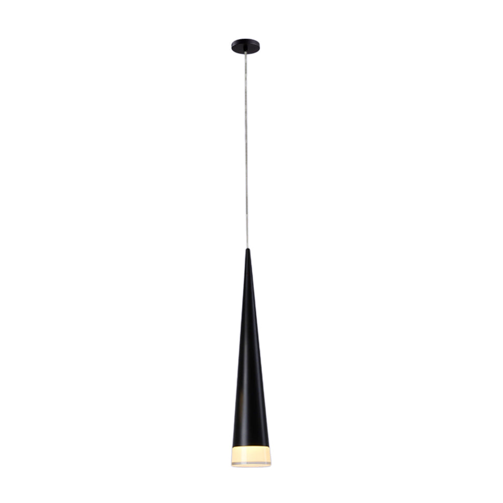 Tapered Hanging Lamp Kit: Simple Metal Black/Silver/Gold Pendant Light In Warm/White/Neutral