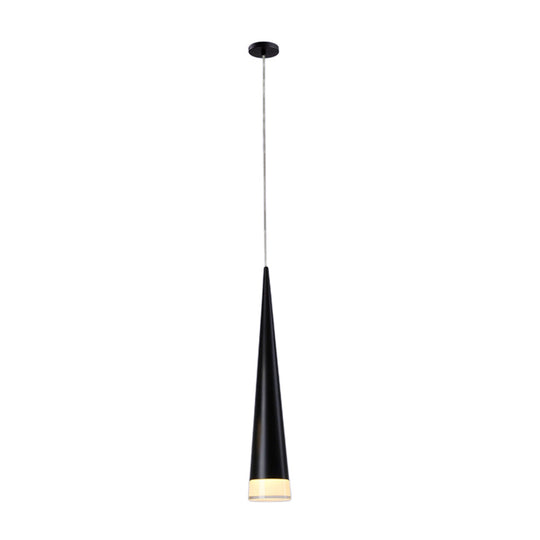 Tapered Hanging Lamp Kit: Simple Metal Black/Silver/Gold Pendant Light In Warm/White/Neutral