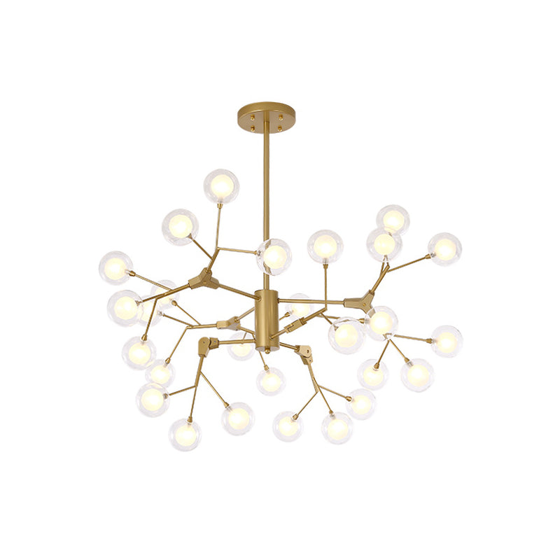 Gold Led Metal Branch Chandelier - Simple Hanging Pendant For Dining Room Ceiling