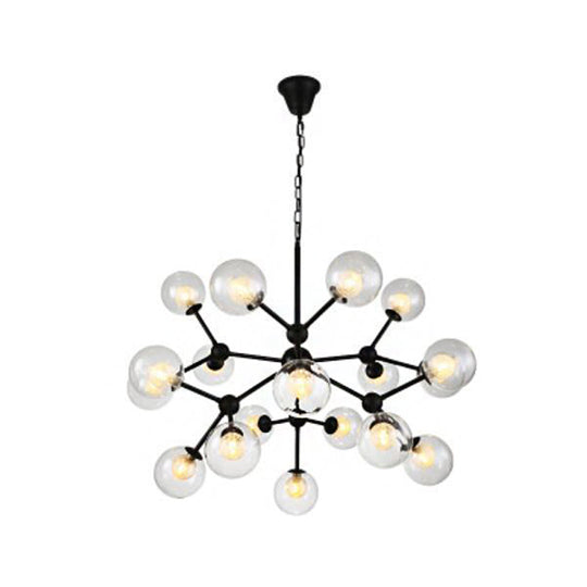 Contemporary Black Chandelier Light Fixture With Clear & Frosted Glass