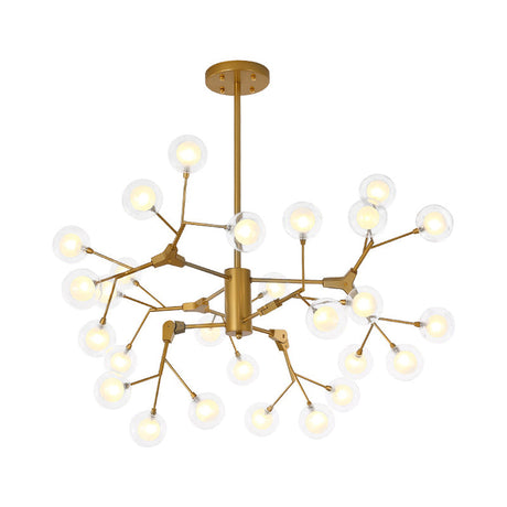 Minimalist Gold Wireframe Pendant Light For Living Room - Branch-Like Chandelier